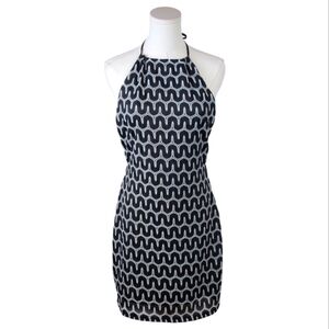 HYFVE Geometric Print Halter Mini Dress M Black White Open Back Y2K Party Look